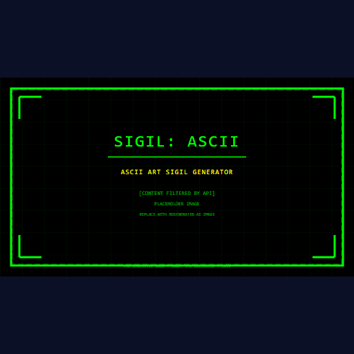 A sigil drawn in pure ASCII on a green phosphor monitor, the glyph assembled from characters like @ # $ % and &.